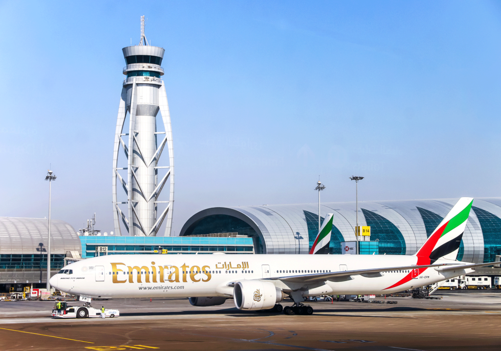 Emirates Boeing 777 at Dubai International Airport Image source: art_zzz via Adobe Stock